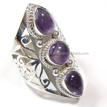 Amethyst Semi Precious Stone Jewelry 925 Sterling Silver Ring Wholesale