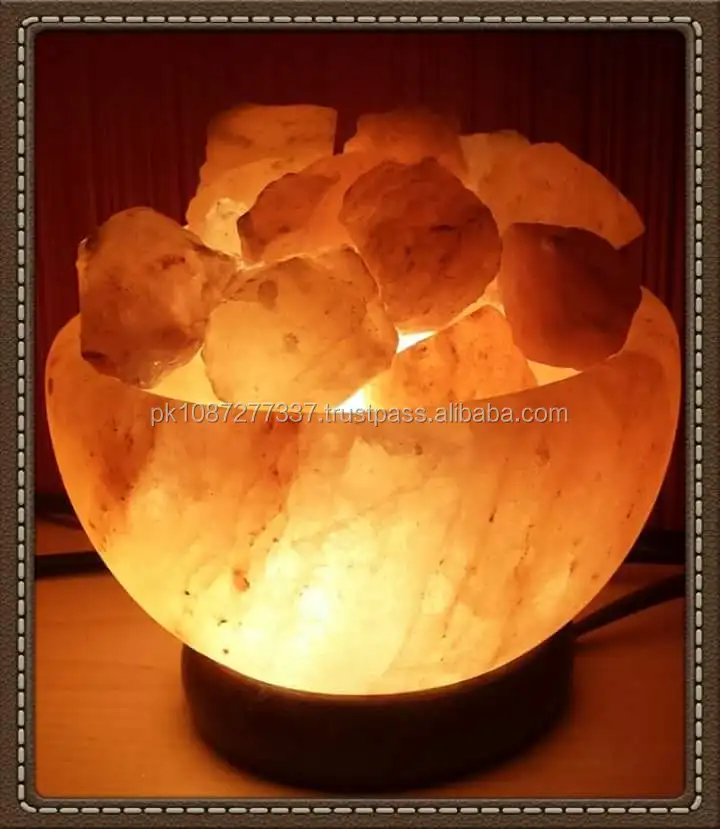 Himalayan Salt Fire Bowl Table Lamp With 5 Carved Balls Feng Shui Style Ecofriendly By Sian
