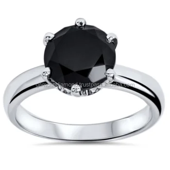 1.50 Carat Black Diamond Solitaire Promise Ring In 14k White Gold ,Solitaire Ring,black diamond jewelry