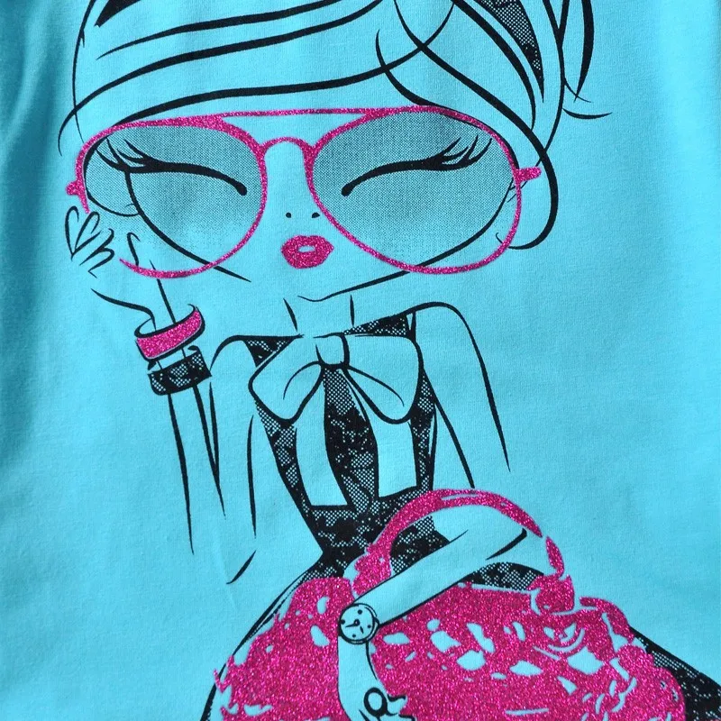 
 Мода девочек история качество о-образным вырезом хлопок детские футболки  