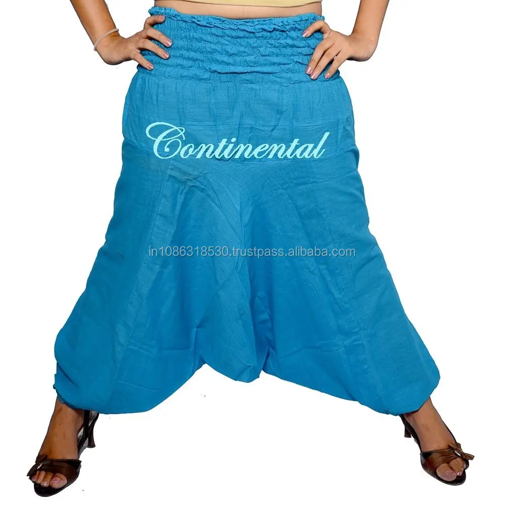 Sky Blue Solid Ali Baba Harem Trouser 