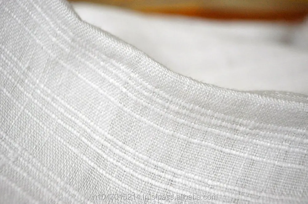 Белый на белом 100% льняная полосатая ткань ручной