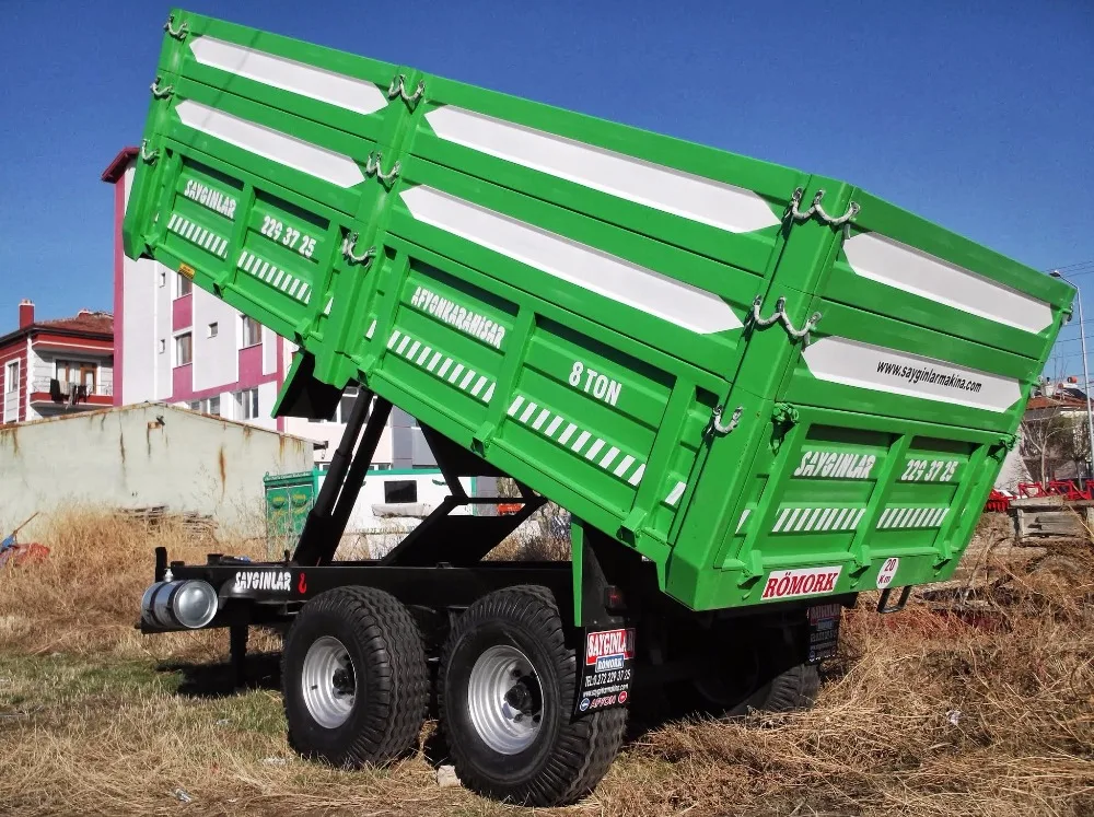 8 Tones Tractor Dumper Trailer Tandem Type Double Axle Rear Or Side