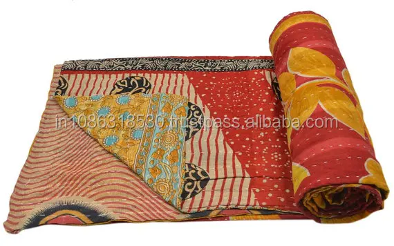 Многоцветное одеяло Kantha пледы двусторонние стеганые индийские старые винтажные ручной работы kantha покрывало Декор