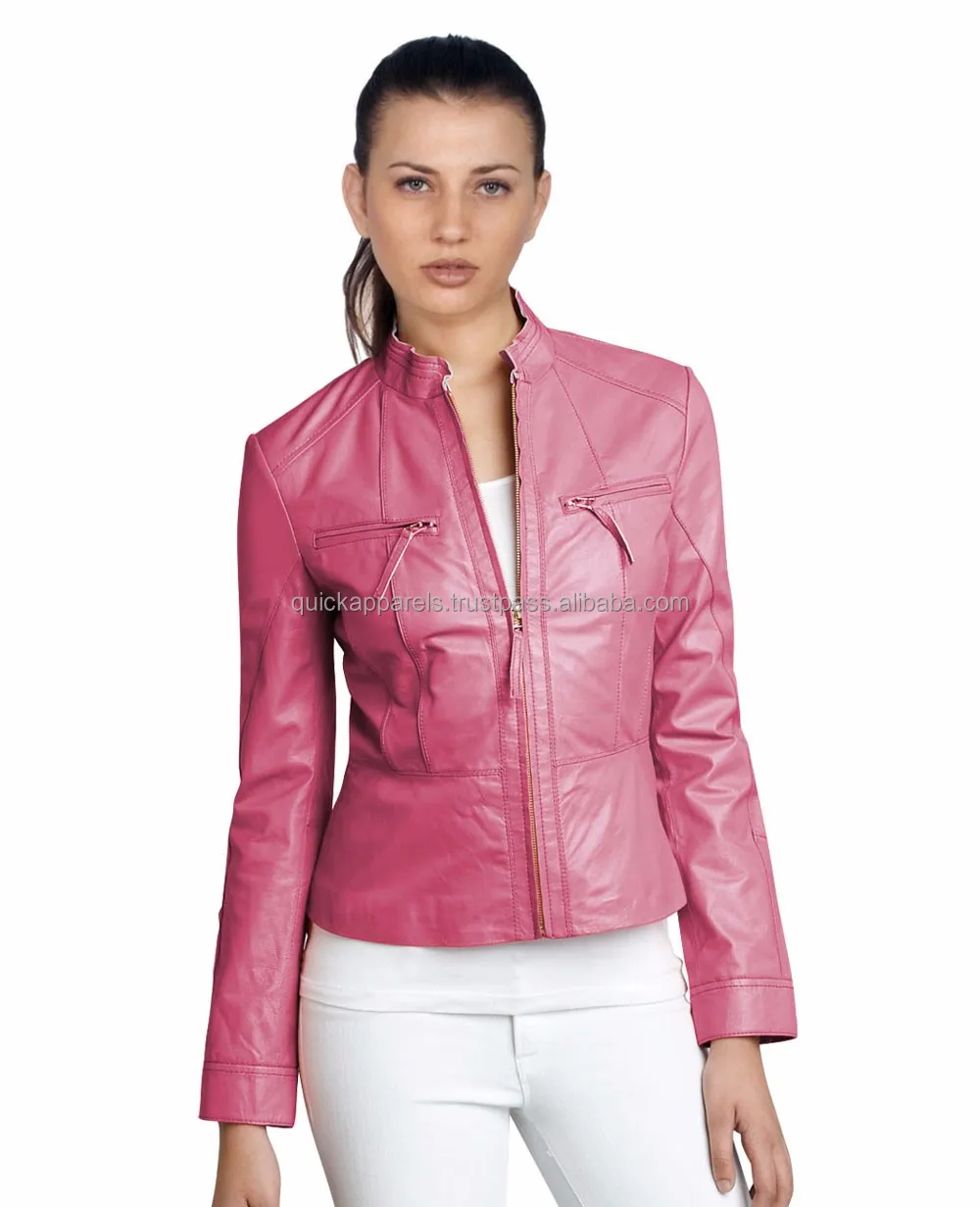 Женские кожаные куртки розовые