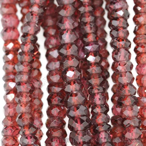 Red Garnet Natural Stone Beads Strand Rondelle Faceted Natural Stone ...