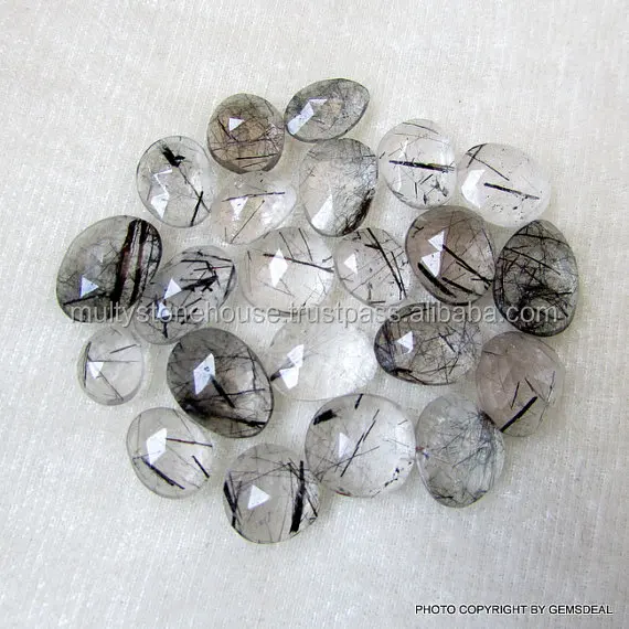 Black Rutilated Rose Cut Gemstones Natural Stones Jewelry Wholesale