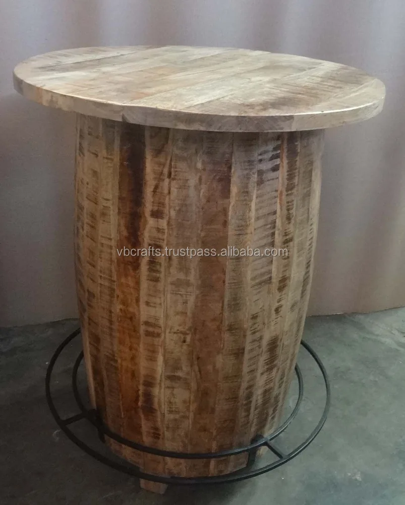 Solid Mango Wooden Industrial Style Barrel Drum High Bar Table Buy