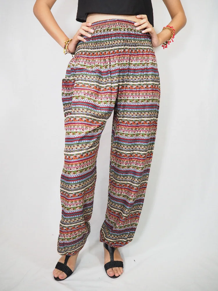 设计女士休闲工作服松紧腰阿拉丁裤子波西米亚后宫泰国人造丝孕妇裤.