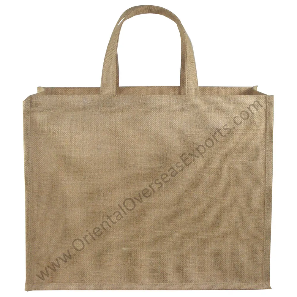 Custom Printed Laminated Natural Jute Shopping Bag With Your Text Or