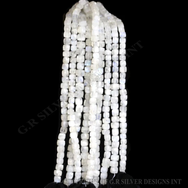 48mm White Moonstone Beads Strand Square Shape Faceted Natural Loose