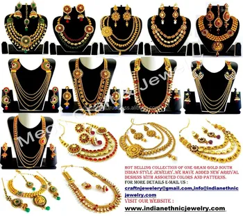 One gram gold jewelry-South indian jewelry-kundan polki jewelry-Antique pearl jhumka earring-Rani haar set -Wholesale jewellery