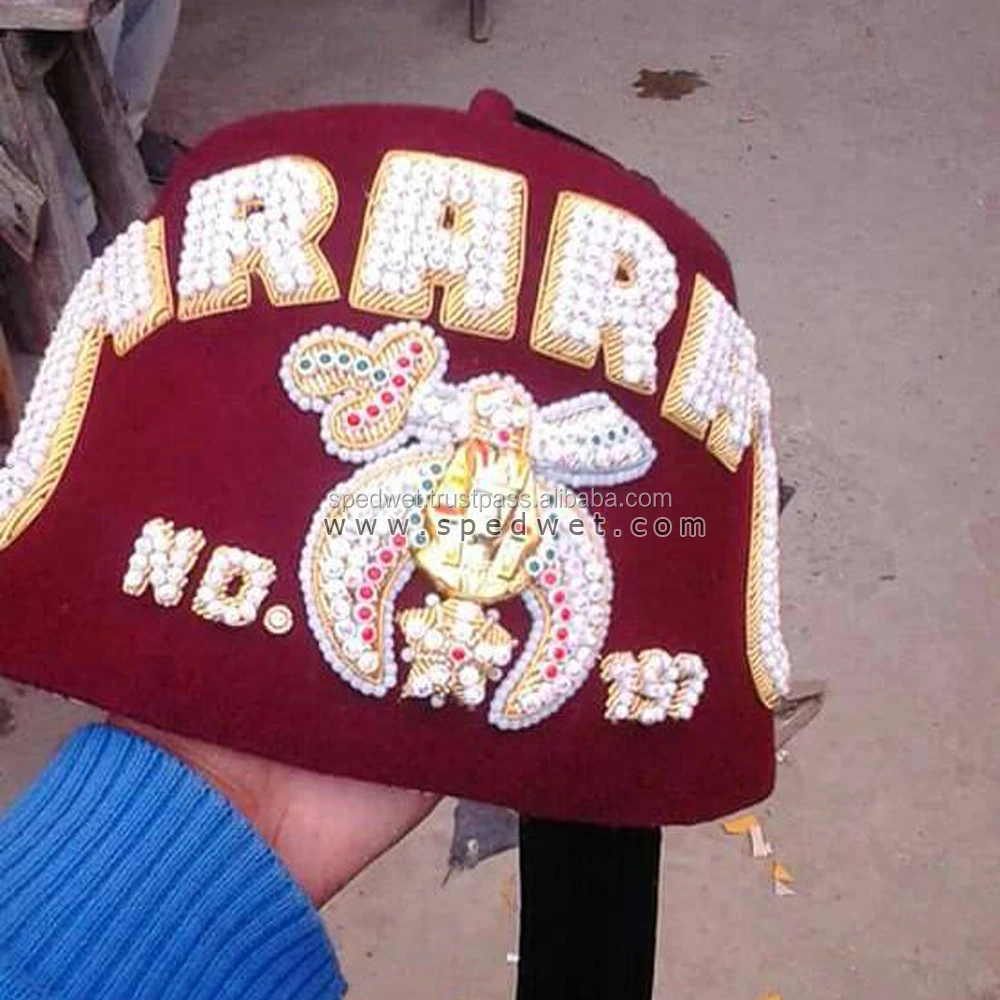 共济会菲斯帽 | 勃艮第颜色神坛水钻帽子 | 亚拉腊197菲斯帽3排水钻