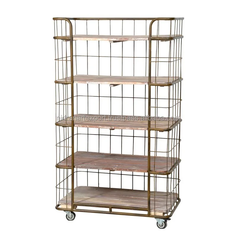 Промышленная и винтажная мебель, железная/деревянная подвижная книжная полка