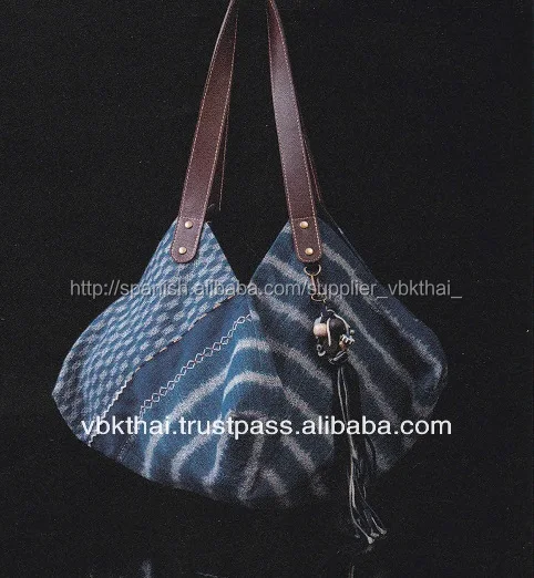 Correa De Cuero Del Bolso De Mano Con Indigo Teñido De Algodón - Buy Bolsos  De Mano Product on Alibaba.com