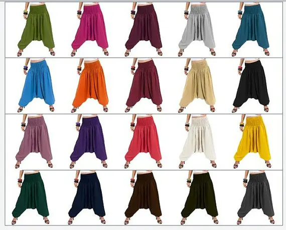 Indian AliBaba Harem Men Trouser Baggy Gypsy Plus size Hippie Pants Black Solid
