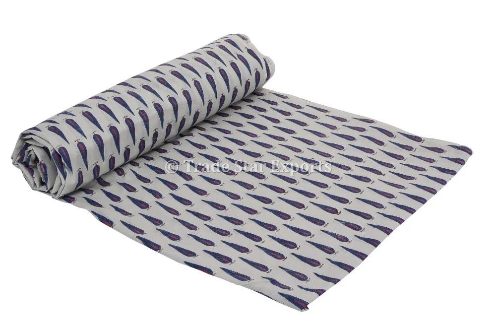 Этническая хлопчатобумажная ткань Sanganeri для модной индийской ручной печати ткани двора для бега обивки ткани для искусства