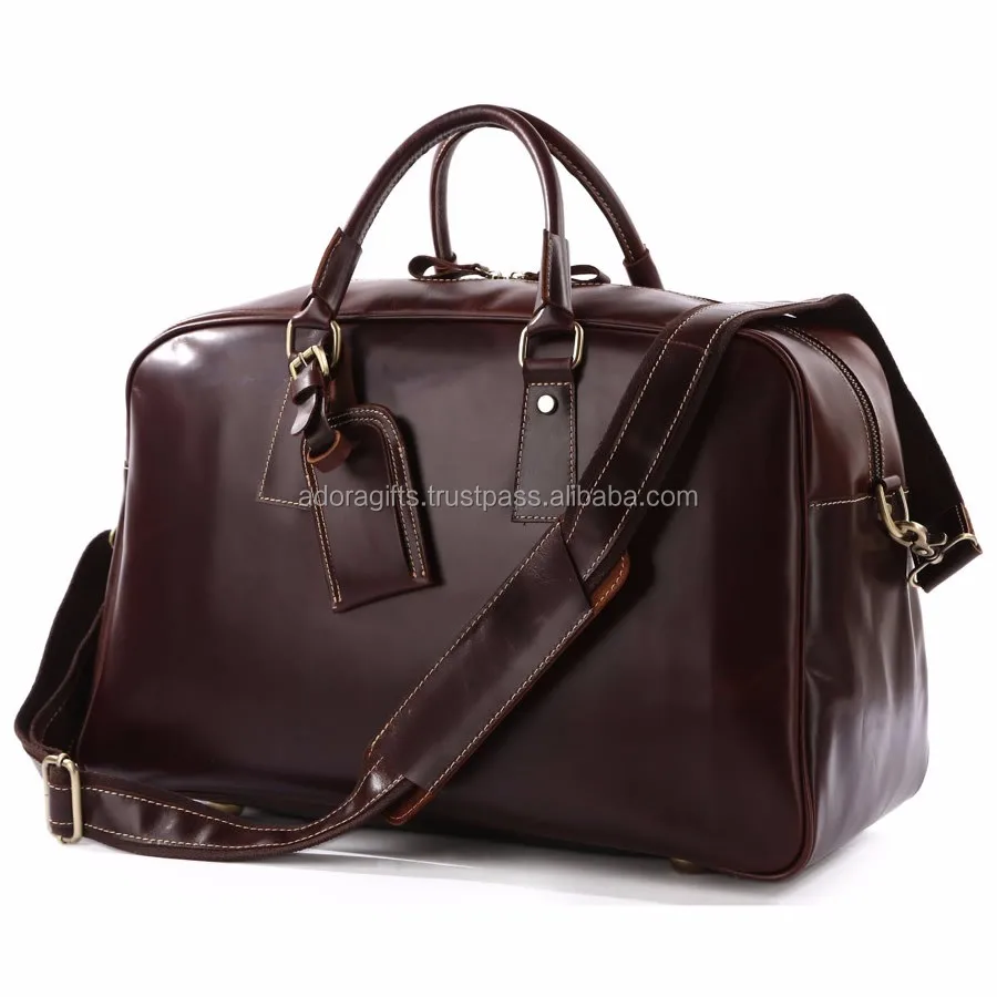 Genuine Leather Man's travel tote duffle gym shoulder bags Carry On Hand Bag