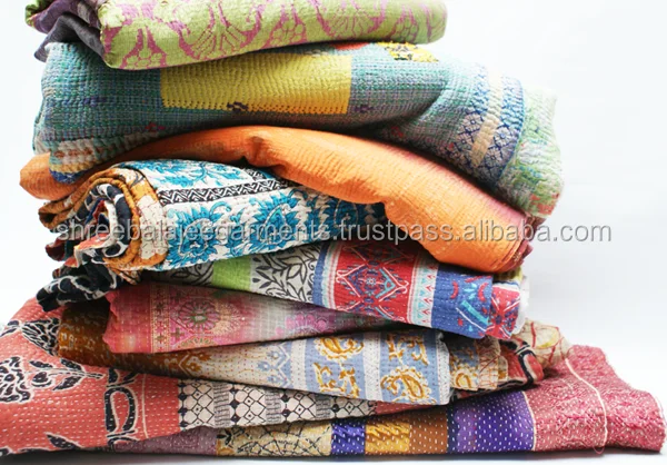 Kantha Quilt Indian Vintage Reversible Throw Handmade Blanket Twin Kantha Quilt 