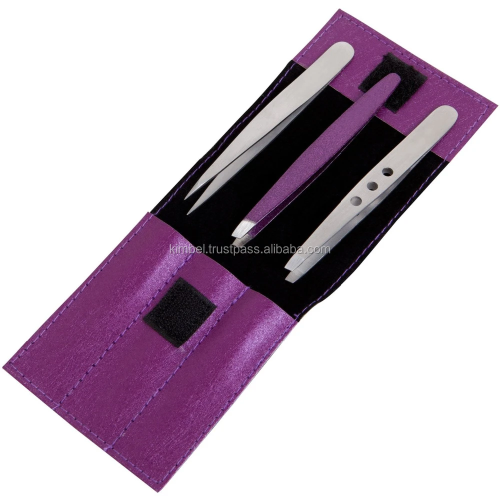 Tweezers Sparkles Set Of Three With Super Cute Purple Case For Ingrown