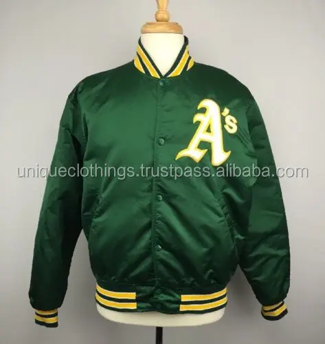 Men's Bomber Starter Oakland A's Green Satin Jacket