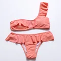 Women Solid Color Bikini Swimsuit Bathing suit One Shoulder Style Padded Biquini Set Low Waist Summer