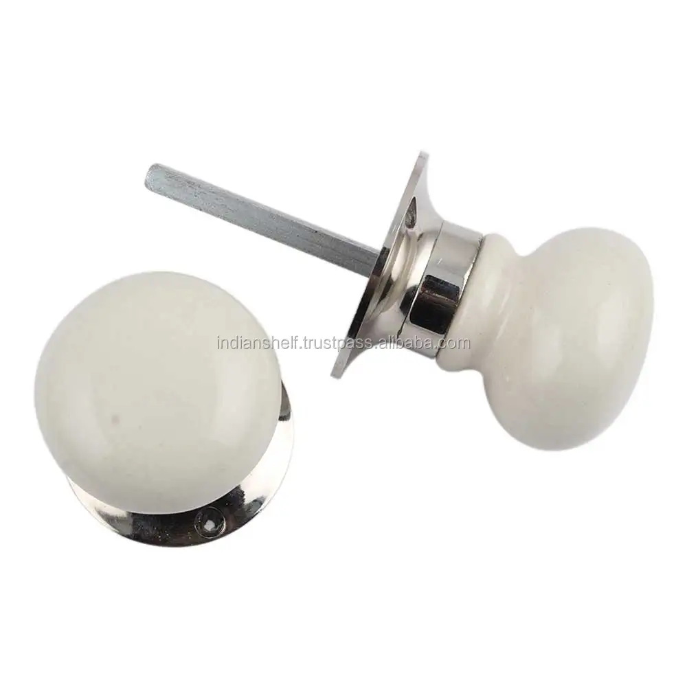 Handmade Traditional Cream Ceramic Pack Of 2 Mortice Round Door Pulls ...