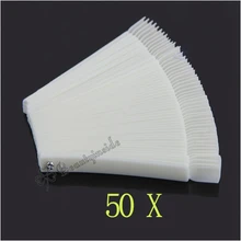 50x Fan-shaped Natural False Nail Art Tips Sticks Polish Display Free Shipping