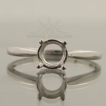Girls fashion setting rings sterling silver 925 semi mountings base blank ring round 6x6 mm shape stone