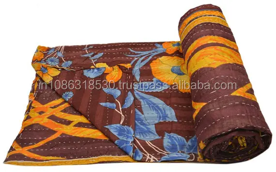 Многоцветное одеяло Kantha пледы двусторонние стеганые индийские старые винтажные ручной работы kantha покрывало Декор