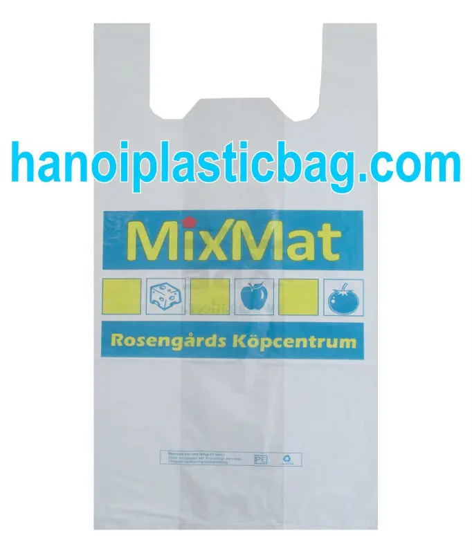 Vest Carrier Recycled Plastic Bags Tshirt Shopping Bags Customized
