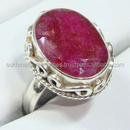 55Carat Genuine Indian Ruby Sterling Silver Ring for Women Prong Cut Astrological Size 5,6,7,8,9,1,11,12 