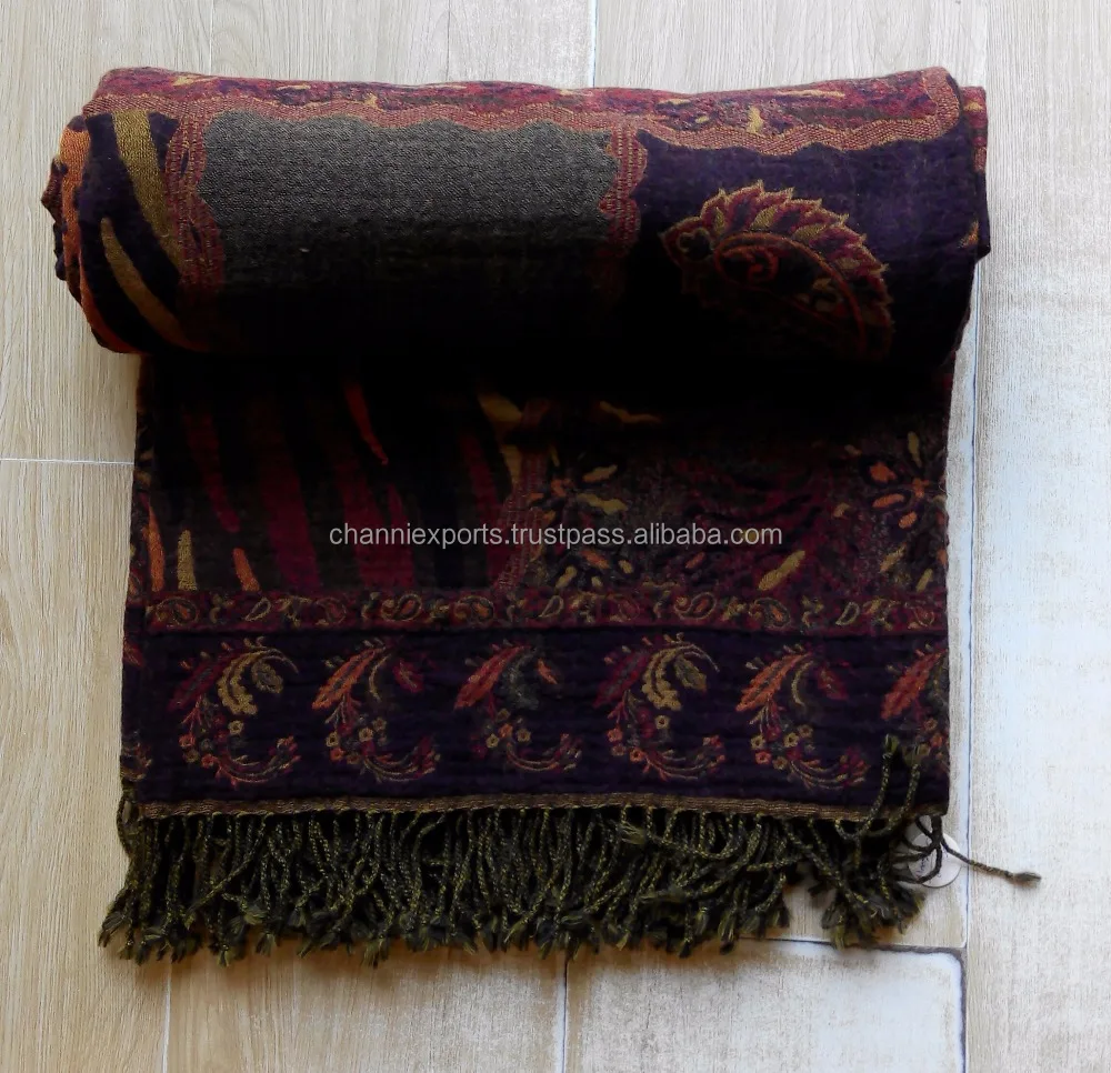 Beautiful Designer Vintage Color Boiled Wool Throws Blankets Floral