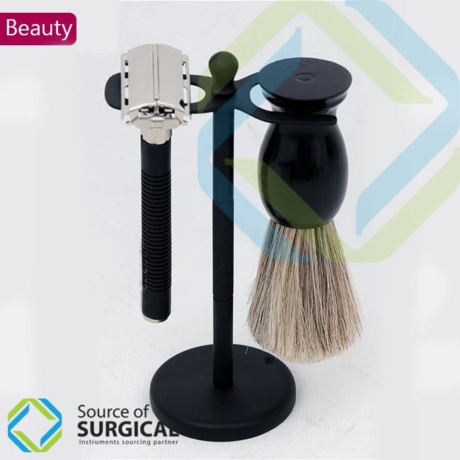 Safety Razors With Stands And Shaving Brush Complete Set With Twist