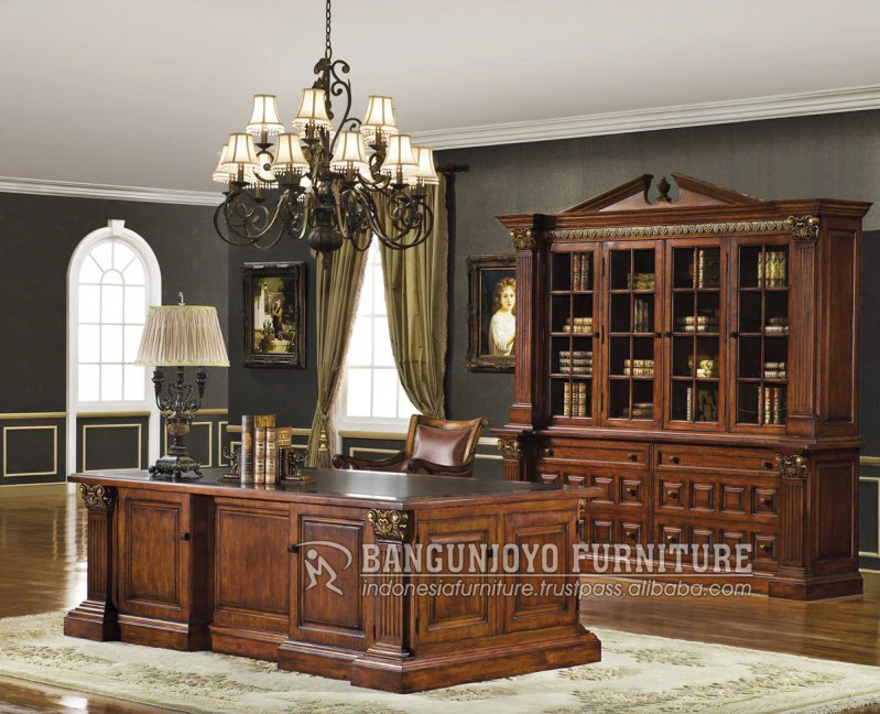 Традиционный классический книжный шкаф письменный стол