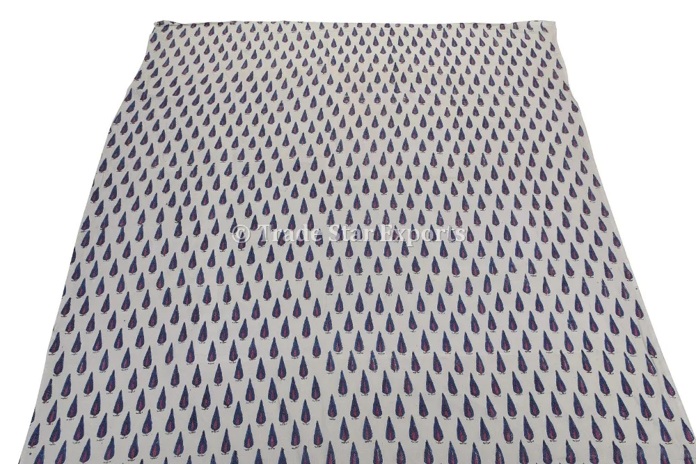 Этническая хлопчатобумажная ткань Sanganeri для модной индийской ручной печати ткани двора для бега обивки ткани для искусства