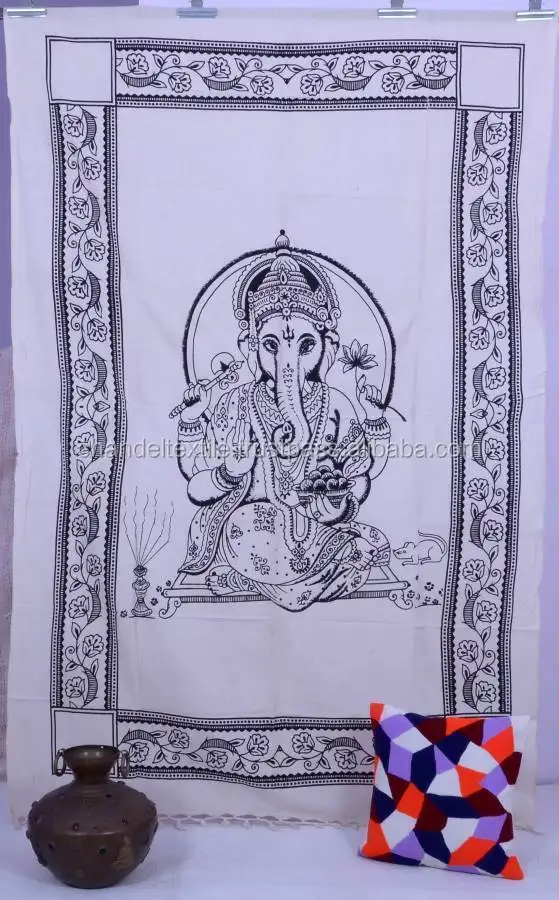Lord Ganesha Wall Hanging Hippie Tapestry Throw Bedspread Indian Ethnic