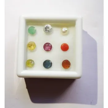 Real 4mm Natural 9 Gemstones Navratna Ruby Emerald Pearl Coral Sapphire -