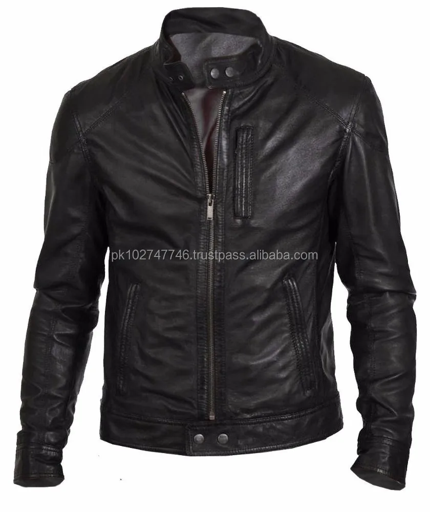 Men Leather Jacket Black New Slim fit Biker Stylish Genuine Lambskin Jacket