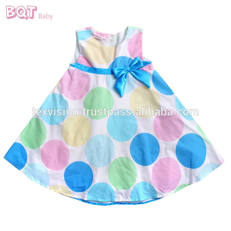 Атласная лето рукавов красочные пятна ну вечеринку девочка детское платье модель с с бантом Waistban