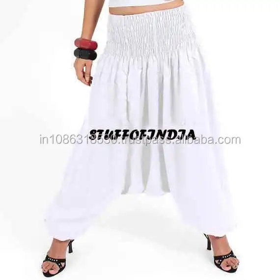White Solid Ali Baba Harem Trouser 