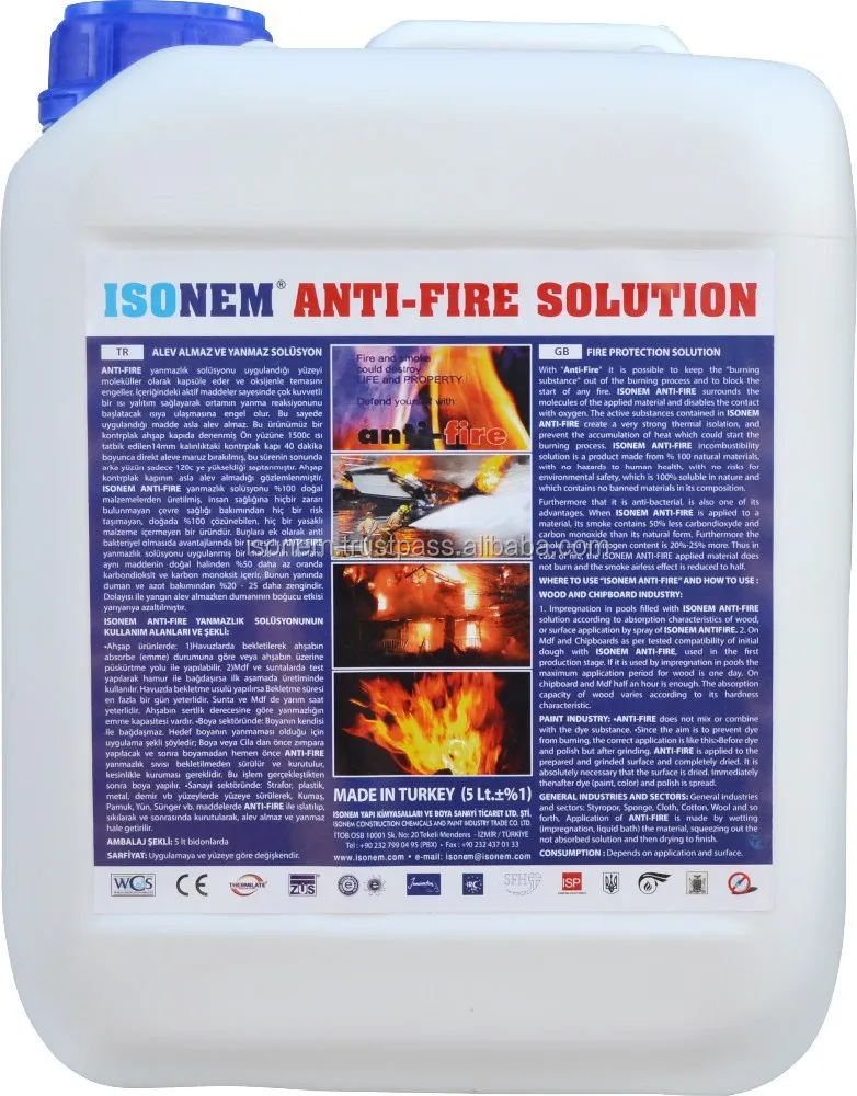 Isonem Anti Fire Flame Retardant Transparent Liquid For Absorbent Surfaces,Manufacturer From Turkey - Buy Flame Retardant / Fire Retardant Chemical / Anti Fire / Fire Resistant Chemical For Wood / Antifire Liquid / Antifire Solutionfire Retardant Liquid Chemical / Fireproof Chemical / Fire Preventing Chemical / Fire Resistant Chemical / Transparent Fireanti Fire Liquid / Transparent Anti Fire / Antifire For Textile / Antifire For Cotton / Antifire For Wood / Fire Retardant For Product on Alibaba.com