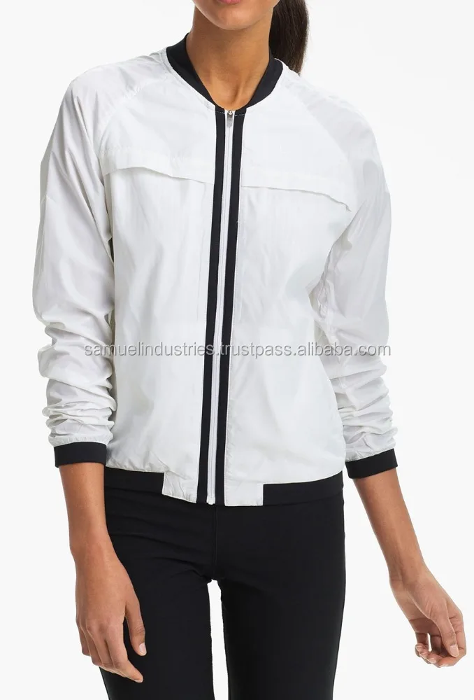 ladies white bomber jacket