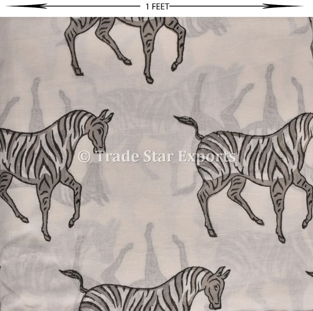 Индийская Этническая Зебра ткань для бега с ручным принтом модной обивки Sanganeri