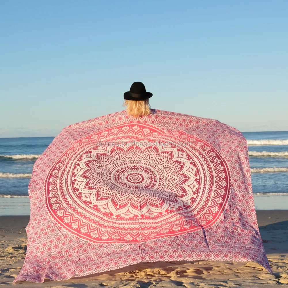 Ombre Mandala Indian Tapestry Wall Hanging Round Bohemian Beach Throw Yoga Mat