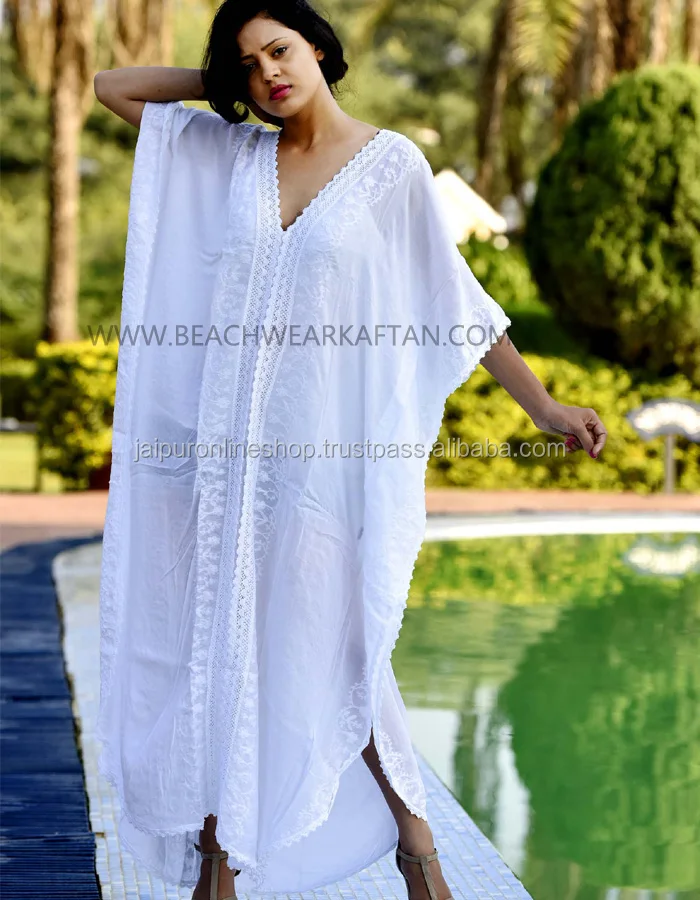 beach kaftan white