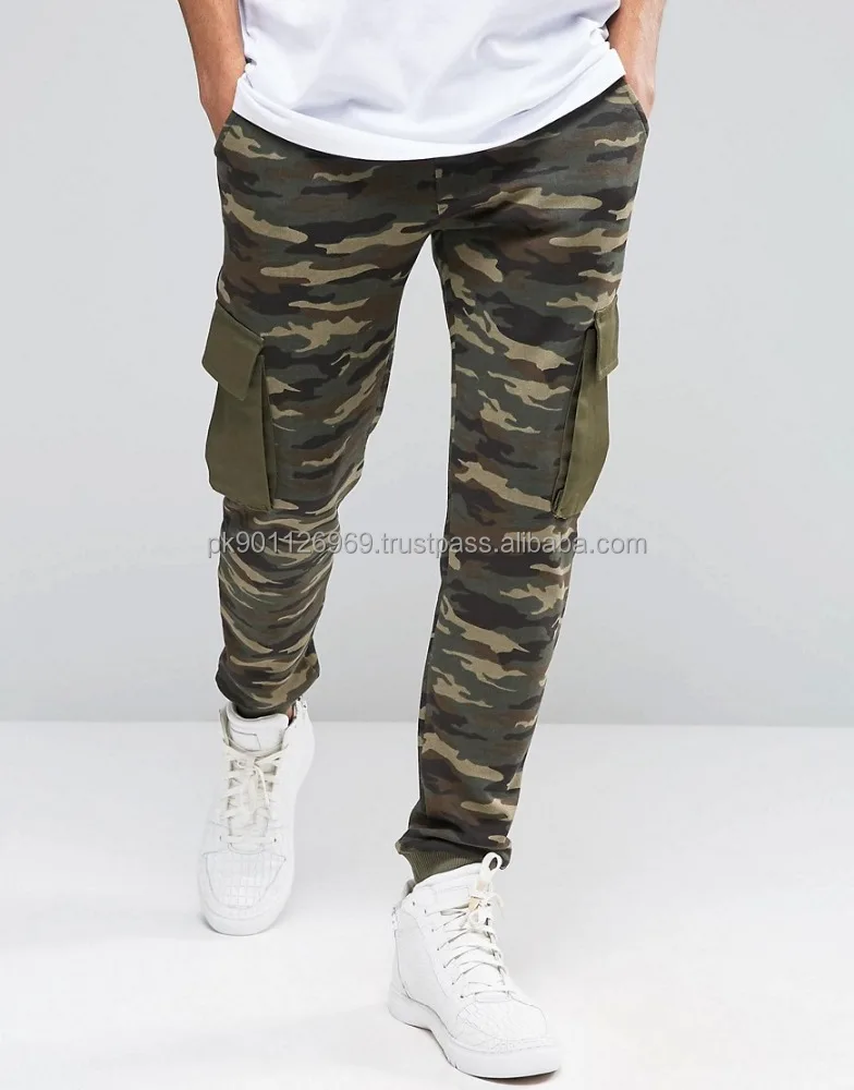 mens skinny camo joggers