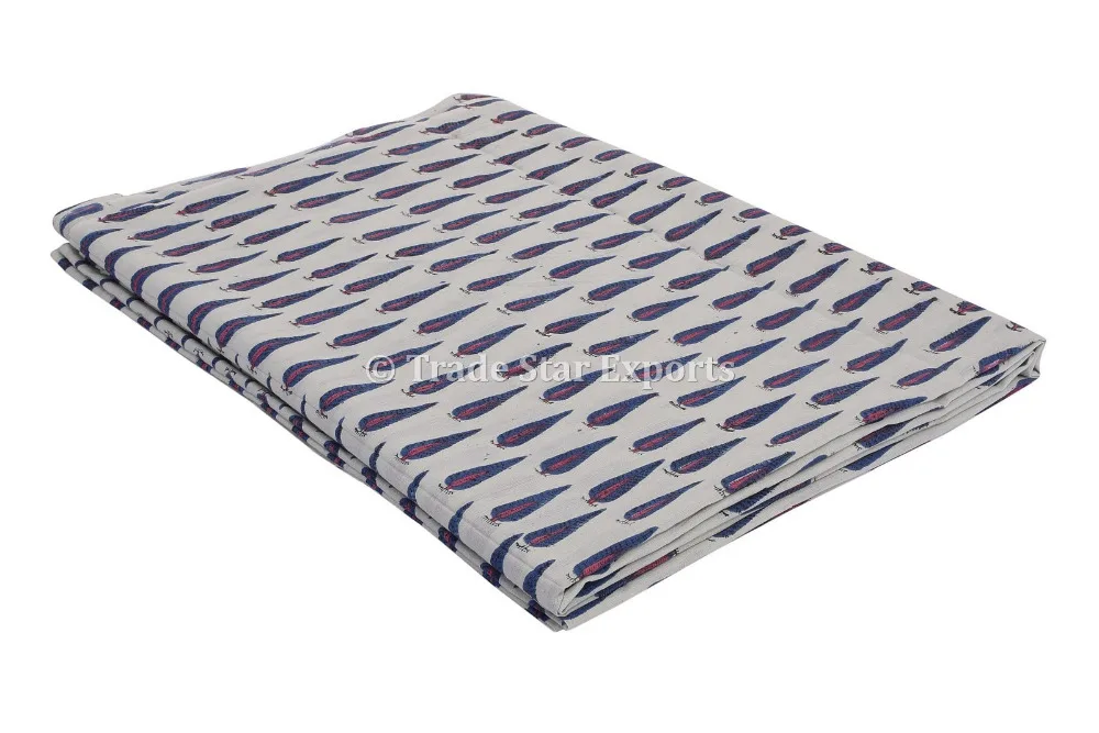 Этническая хлопчатобумажная ткань Sanganeri для модной индийской ручной печати ткани двора для бега обивки ткани для искусства