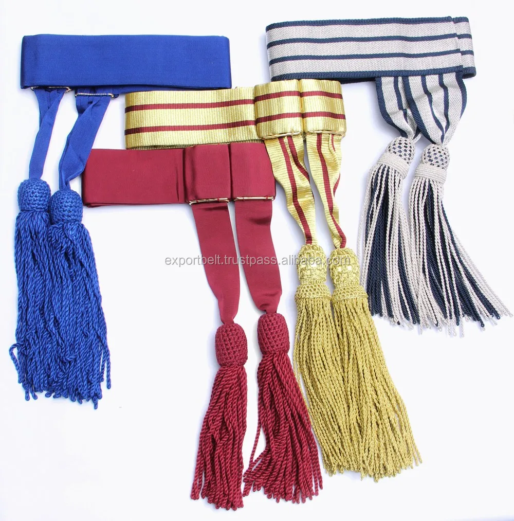 Oem Gold & Maroon Waist Sash Customized Shoulder Sash Wholesale Ceremonial Gold & Crimson Sash