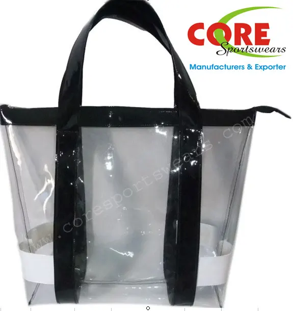 Clear Plastic Shopping Tote Bag with Custom Printed Logos Sizes Thermoplastic Polyurethane  Material PVC Scratch Less Quality